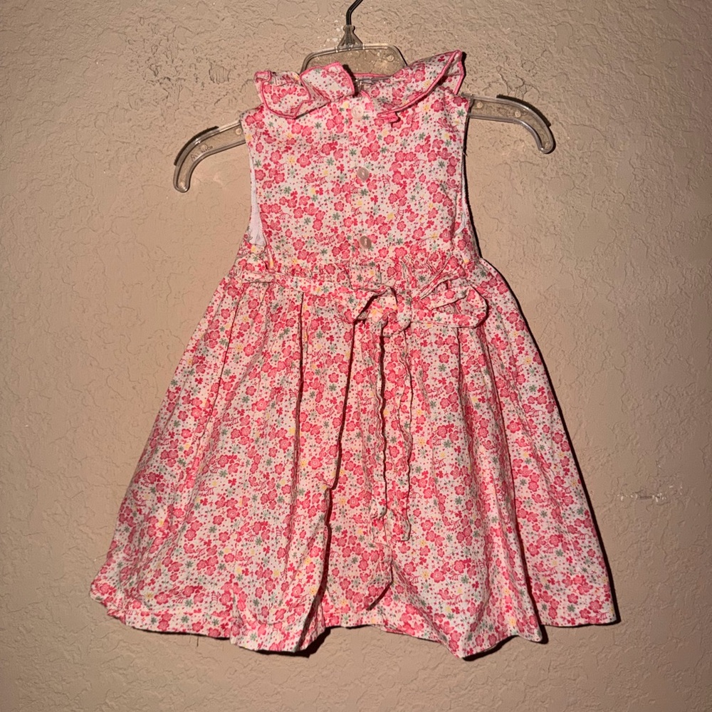 Edgehill Collection Pink Ruffle Neck Floral Dress- Size 9 Months - Picture 4 of 6